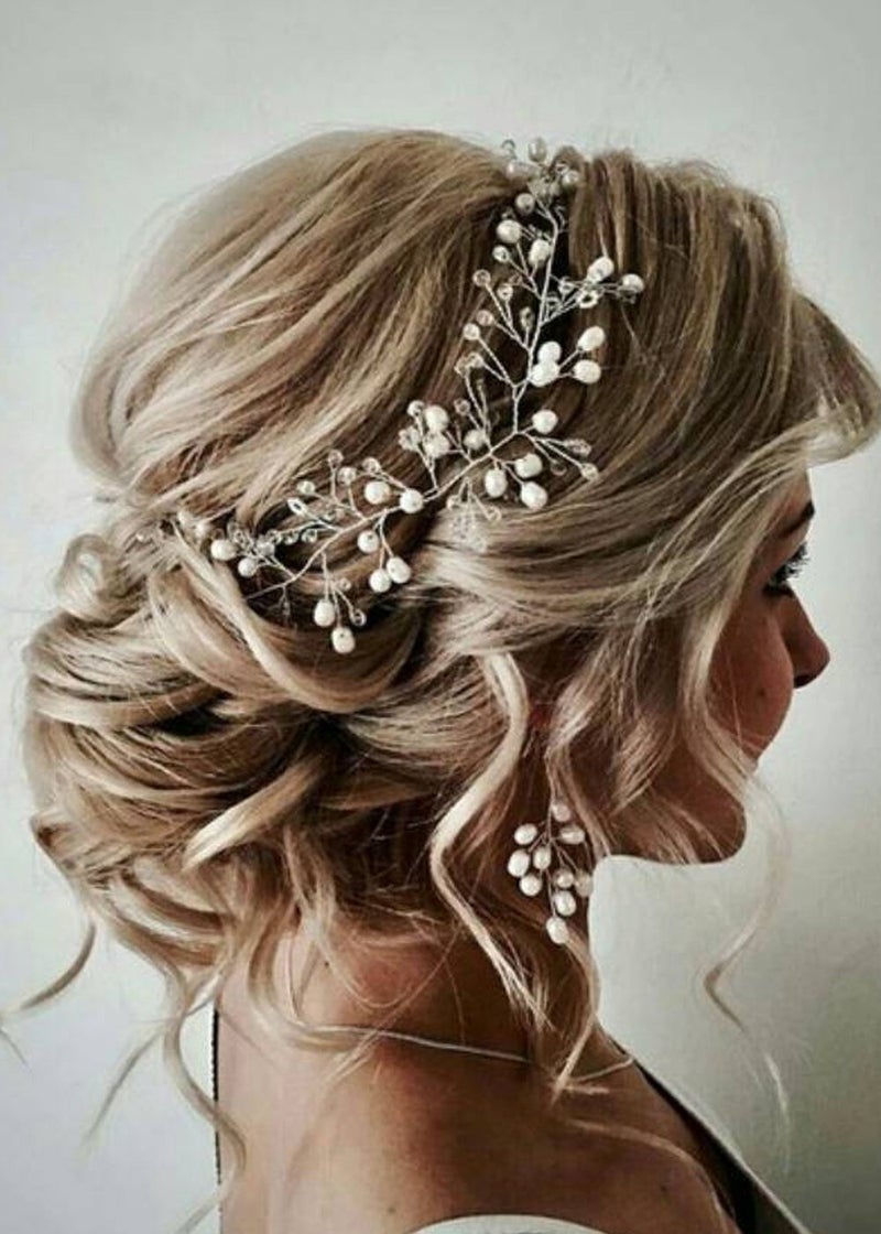 FXmimior Bride Hair Accessories Crystal Hair Vine Earrings Sets Headband Wedding Hair Comb Evening Party Hair Piece (silver) (headband ONLY)â€¦ - Image 1